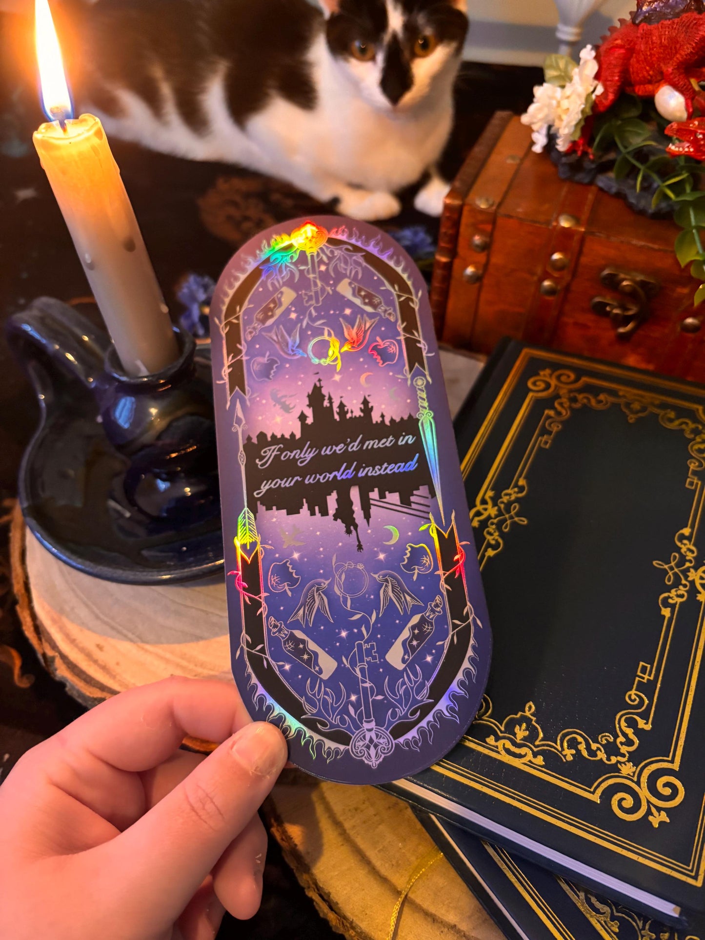 KA Tuckers Fate & Flame bookmark. Fantasy, Dragon and magic portal large size bookmark. Holographic foil. Officially licensed
