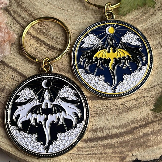 Officially licensed fourth wing fly or die dragon keychain keyring