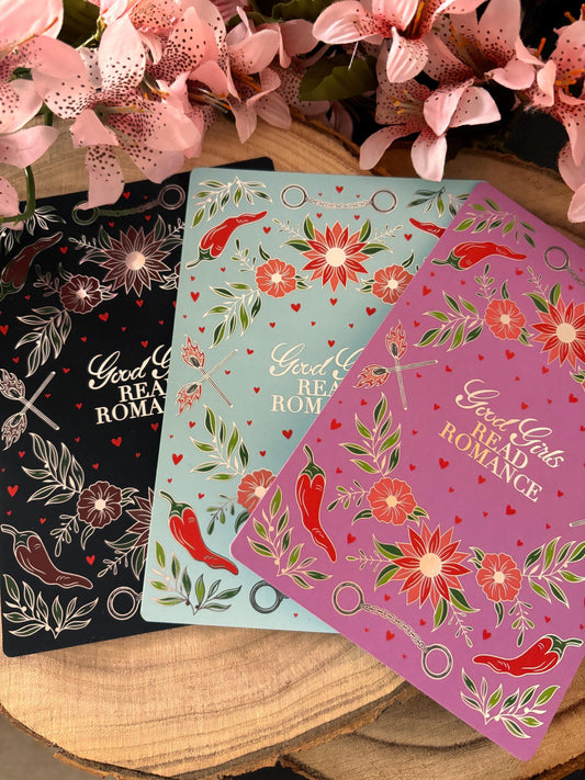 Good Girls Read Romance in Pink, Blue or Black E reader foiled Insert for Kindle  SECONDS SALE