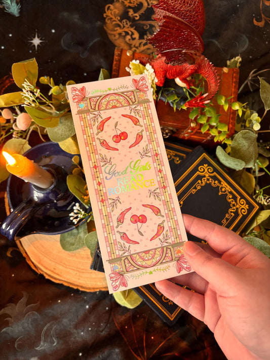Good girls read romance bookmark - pink - holographic foil - large size