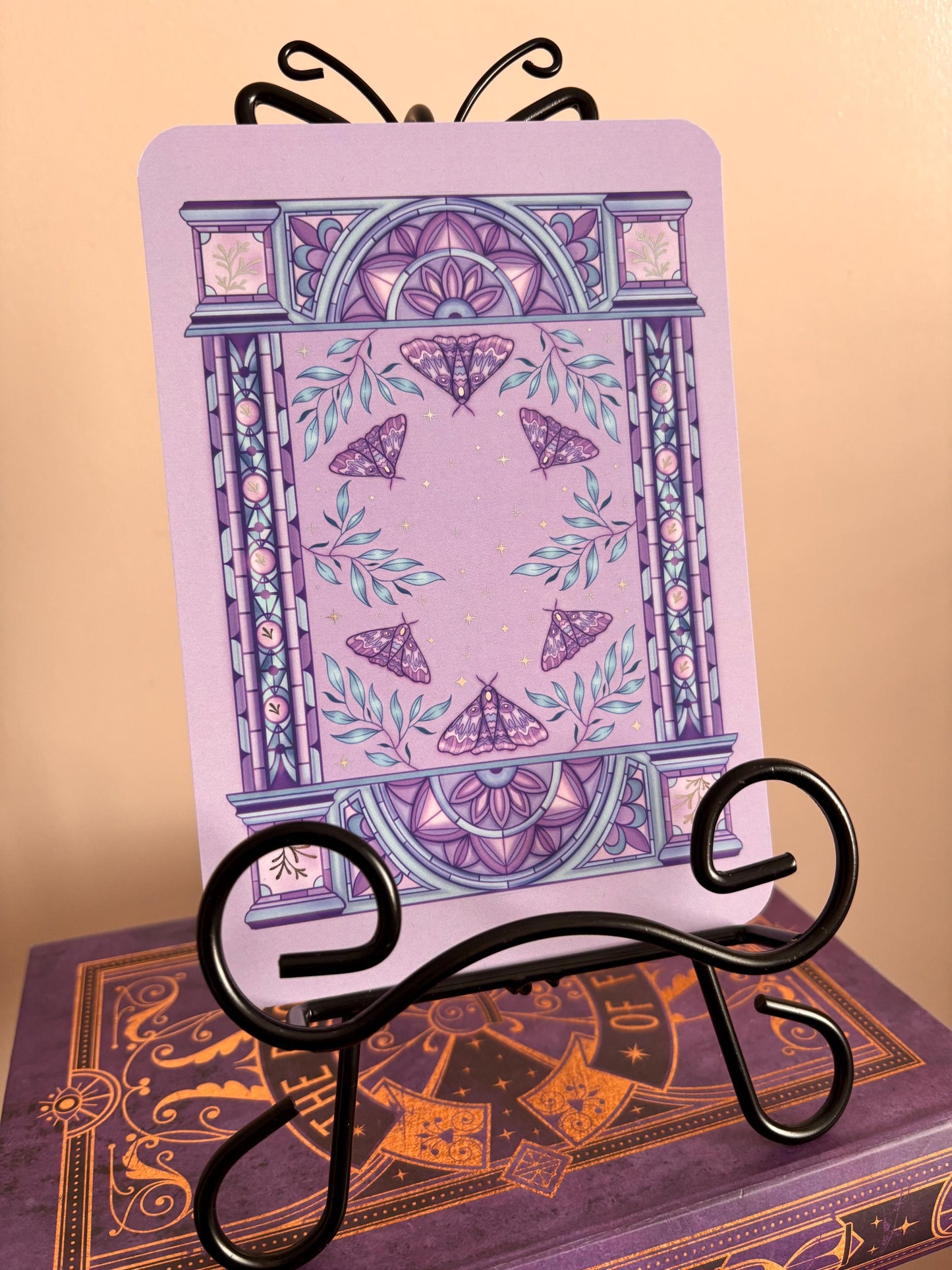 Purple moth Kindle/E reader foiled Insert in three sizes. Purple archway foiled silver. Kindle original 11 & Paperwhite 10 compatible