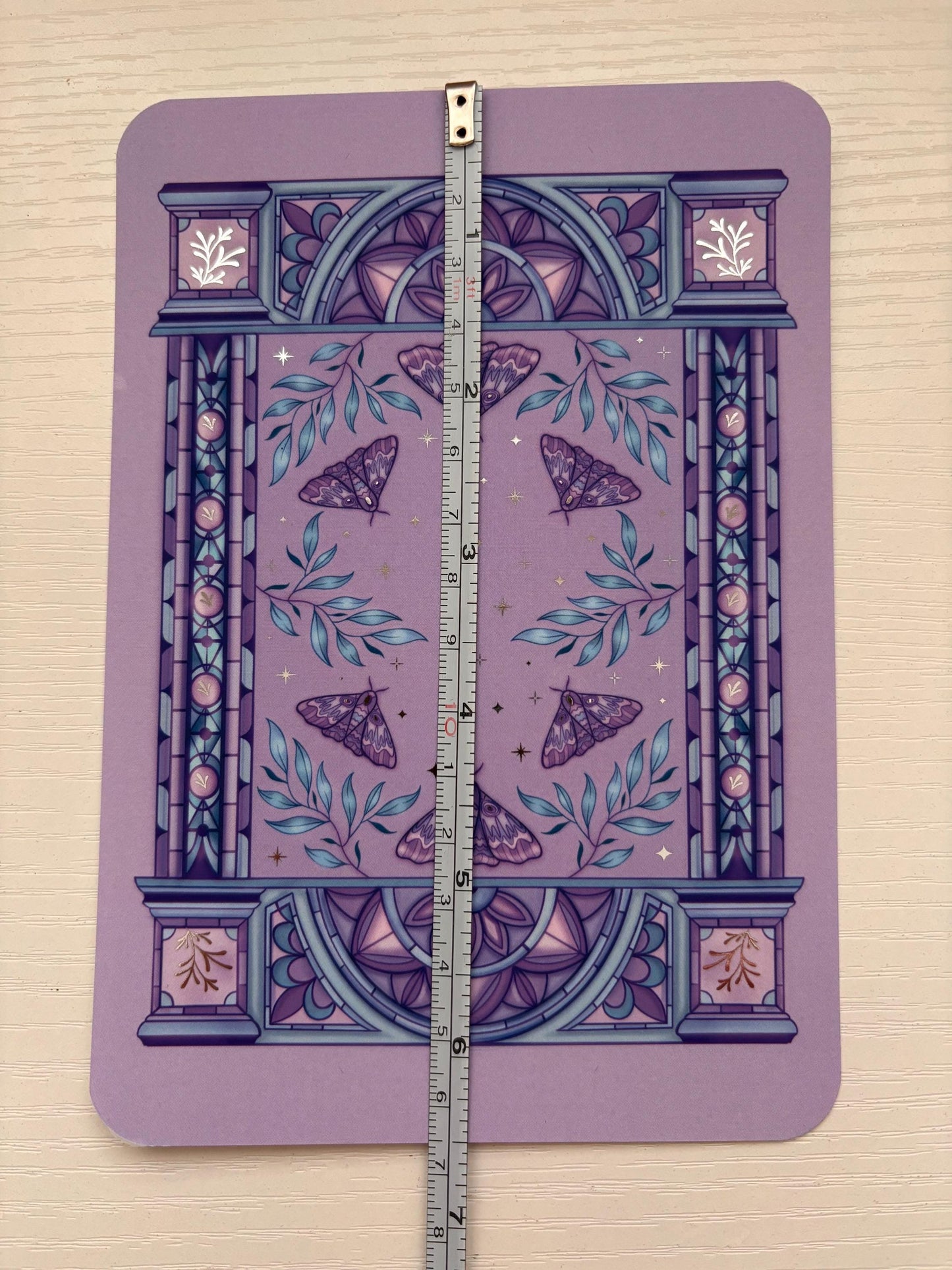 Purple moth Kindle/E reader foiled Insert in three sizes. Purple archway foiled silver. Kindle original 11 & Paperwhite 10 compatible