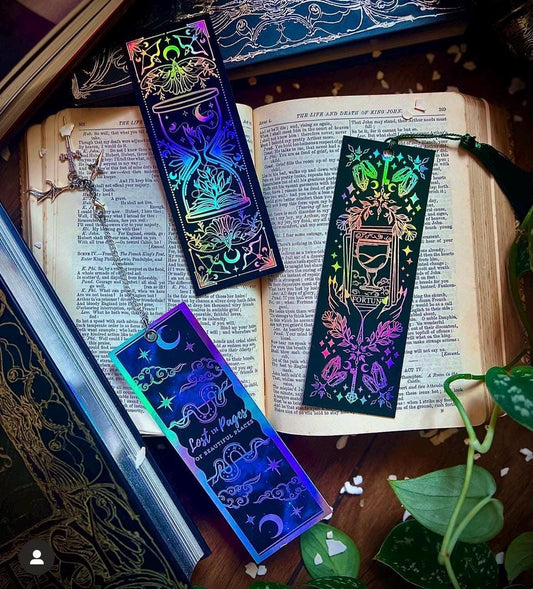 Fantasy Holigraphic Foil bookmark with tassel or interchangeable charm option. Magic Portal Bookmark