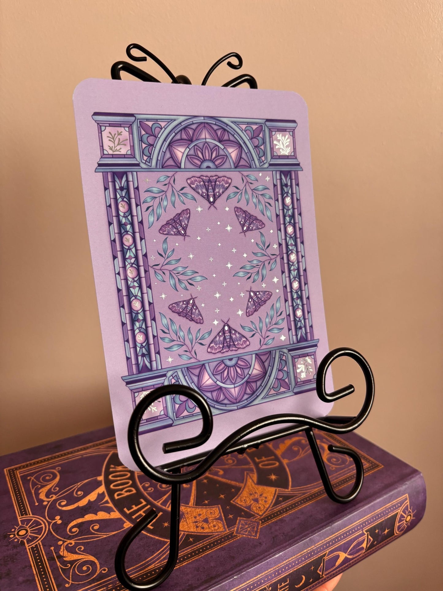 Purple moth Kindle/E reader foiled Insert in three sizes. Purple archway foiled silver. Kindle original 11 & Paperwhite 10 compatible